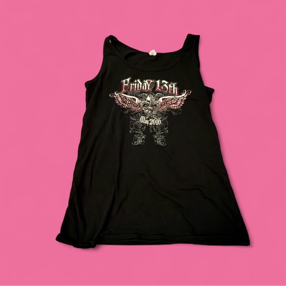Black Graphic Tank Top